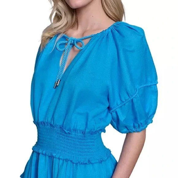 Karl Lagerfeld NWT Women’s tie- neck smock waist dress size 2 - Picture 4 of 15